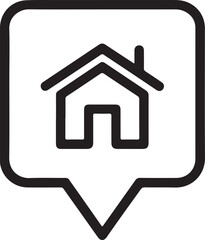 Home location marker icon in a speech bubble