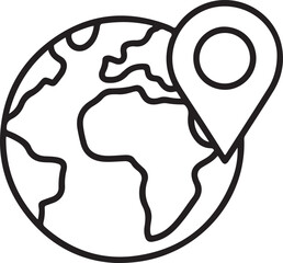 World map pin icon on a stylized globe