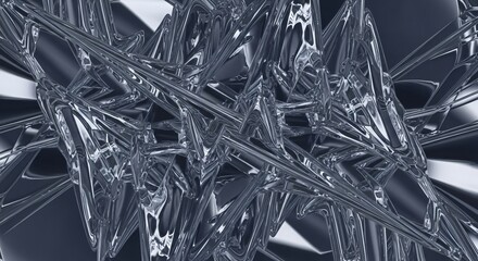 Abstract Metallic Sculpture with Reflective Surfaces and Dynamic Forms