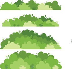 Obraz premium Stylized Green Bush and Hedge Landscape Elements Collection