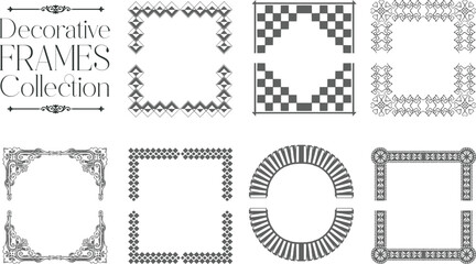 Vintage frames set isolated on white background with decorative rectangular borders, classic retro ornamental design, elegant antique heritage collection vector art