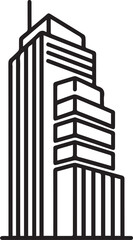 Modern skyscraper outline rising tall against the sky, representing urban growth, architectural design, and the power of business in a thriving city skyline