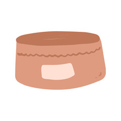 Round Brown Gift Box with Label Hand-Drawn Minimalist Packaging Illustration