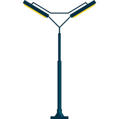 Street Lamp With Two Lights On White Background