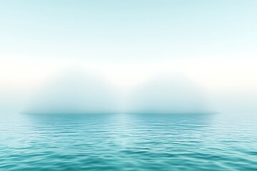 Obraz premium Tranquil Foggy Seascape with Soft Light over Calm Water and Subtle Island Silhouettes