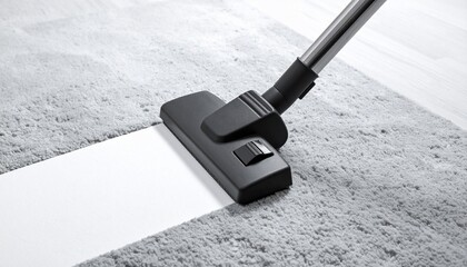 Vacuum Cleaner Cleaning a Shaggy Rug Creating a Clean Contrast in Home Interior