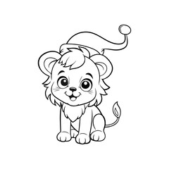 Lion cute cartoon coloring art illustration template