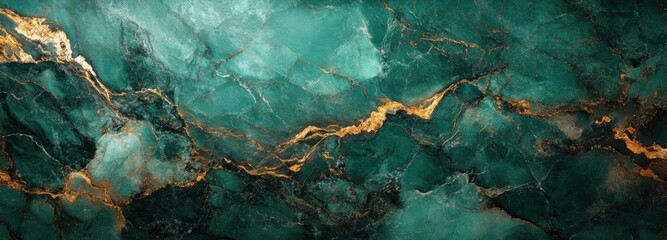 Emerald green marble texture with striking golden veins showcasing natural beauty and elegance in modern decor