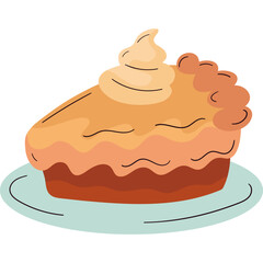 Flat Vector Illustration of a Homemade Apple Pie