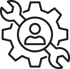 Human resources management and technical support icon