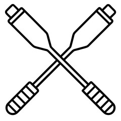 Crossed Rowing Paddles or Oars Icon Vector Illustration for Water Sports Equipment