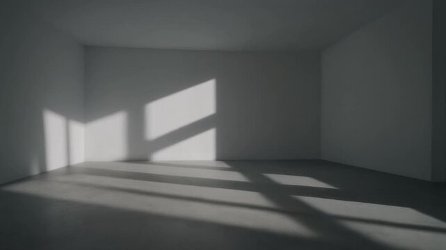 モダンな無人の部屋を移動する光と影