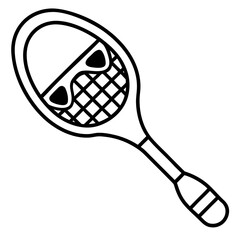 Minimalistic tennis racket outline icon representing sports and active lifestyle with sunglasses