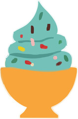 Blue Soft Serve Ice Cream with Colorful Sprinkles in Orange Bowl