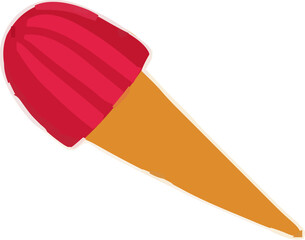 Striped Red Ice Cream on Orange Cone