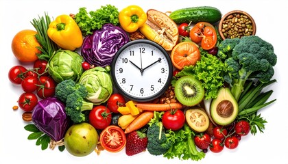 Intermittent fasting IF diet concept with hour clock timer for skipping meal,