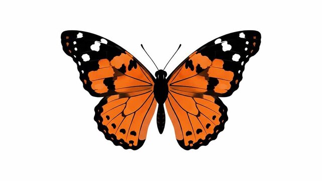 Animated Morphing of a Painted Lady Butterfly Isolated on a White Background with Growing size