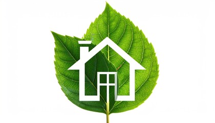 Leaf and home combine logo design, Nature-Friendly Real Estate Symbol