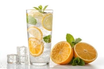 Sparkling water with citrus and mint