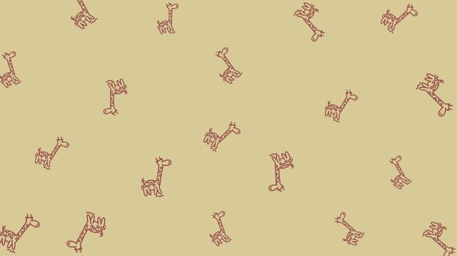 Cute Giraffe Seamless Pattern in Minimal Doodle Style