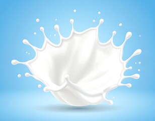 Graphic rendering of a milk splash on a gradient blue background