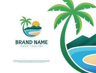 beautiful island logo or icon design illustration