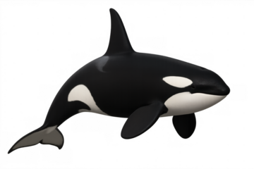 Orca swimming, powerful killer whale, marine animal, dolphin predator, wildlife isolated on transparent background