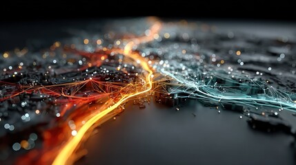 Abstract illustration of data flow and digital connection, technology background