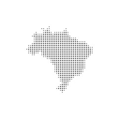 dotted halftone black silhouette of brazil map isolated on white background. world maps circle. global map. brasil map