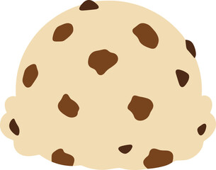 Flat Design Cookie Dough Ice Cream Scoop Dessert Illustration