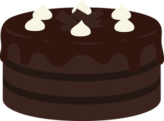 Simple Style Delicious Chocolate Cake with Cream Dessert Illustration