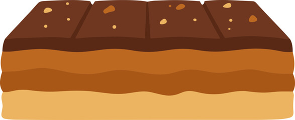 Flat Style Delicious Layered Chocolate Caramel Dessert Food Illustration