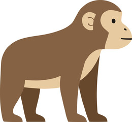 Simple Flat Style Isolated Monkey Wild Animal Fauna Illustration