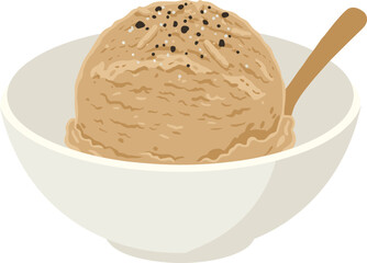 Simple Flat Style Coffee Ice Cream Dessert with Sprinkle in Bowl