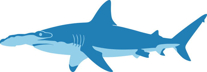 Simple Flat Design Hammerhead Shark Animal Creature Marine Life Icon