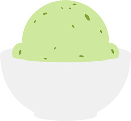 Flat Style Delicious Green Scoop Ice Cream in Bowl Illustration