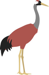Fototapeta premium Simple Flat Illustration of a Elegant Red Crowned Crane Bird Icon