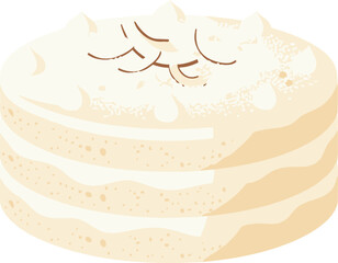 Obraz premium Creamy Layered Round Cake Illustration with Simple Topping Dessert
