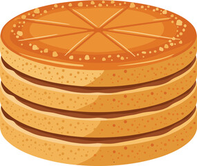 Simple Flat Layered Orange Cake Bakery Sweet Food Illustration