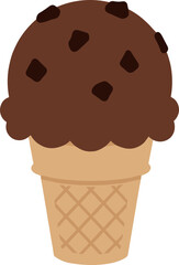 Simple Style Chocolate Chip Ice Cream Cone Sweet Dessert Illustration