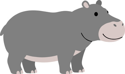Simple Flat Style Cartoon Hippo Animal Illustration for Children