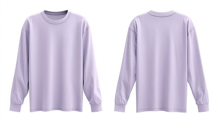 Lavender long-sleeve crewneck t-shirt mockup