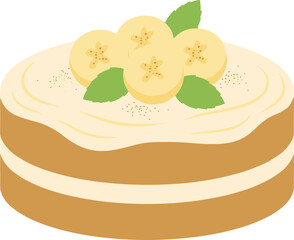 Flat Style Delicious Banana Cake Dessert Sweet Food Illustration
