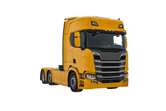 Powerful yellow semi truck ready for transport and logistics work
