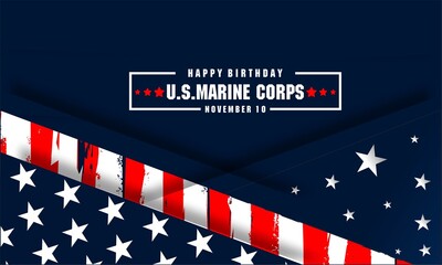 10 November is celebrated as Marine Corps Birthday. Happy Marine Corps Birthday background, banner,
 cards, template, poster, wallpaper.