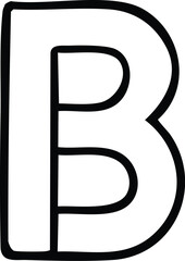 Obraz premium Hand-drawn simple black outline of the uppercase letter B, ideal for children's learning materials, creative craft projects, or as a foundational graphic element for various design applications