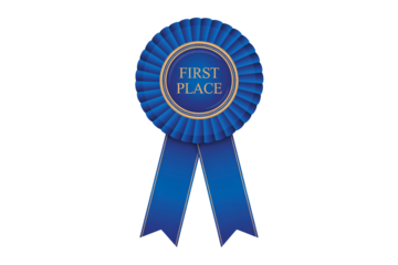 Celebrate winning with a prestigious blue first place award ribbon