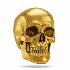 Obraz premium Golden human skull with intricate cracks