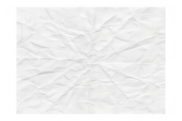 Crumpled white paper texture creating a rough surface and wrinkled background, isolated with transparent alpha