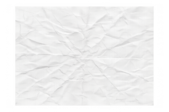 Crumpled white paper texture creating a rough surface and wrinkled background, isolated with transparent alpha